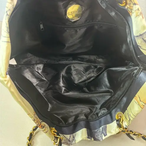 DSW Black and Gold Satin Shoe Fashion Shoulder Bag with Chain Strap