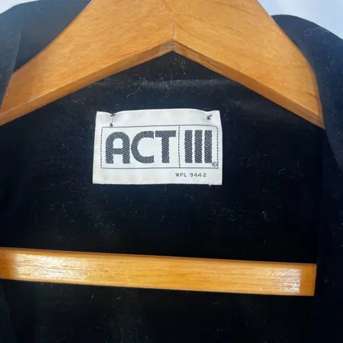 Act III Black Velvet Velour Button Front Feminine Boho Hippie Gypsy Jacket Sz MD Size M