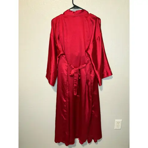 Intimate Affair Red Satin Robe Set Nightgown Sleepwear Lingerie Medium M