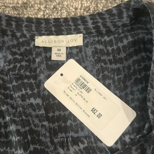 Allison Joy NWT Evereve Rylee Satin Button Front Blouse Sz M