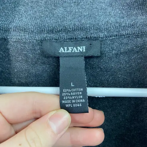 Alfani women's gray knit sequin cowl neck ruched tunic sweater stretch large