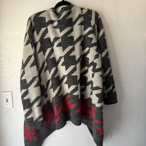 Staccato Women's Houndstooth Waterfall Cardigan Sweater Size L Western Aztec