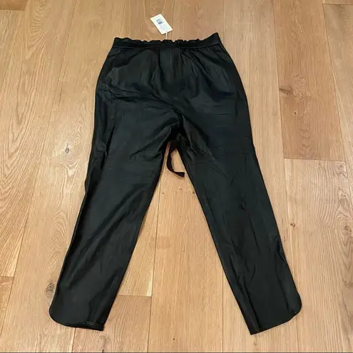 Ramy Brook  Allyn Paperbag Waist Pants in Black Leather Size S