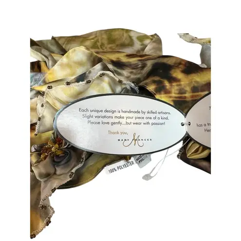 NWT VTG Mary Frances Versatile Scarf/belt 3D Multicolor Floral Beaded Tassel 60”