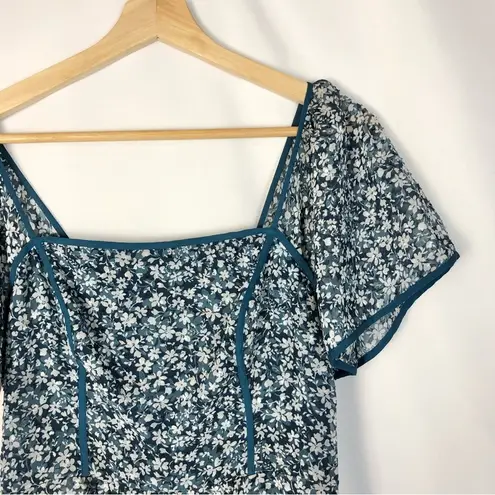 Ali & Jay Country Mart Teal Blue Floral Tiered Mini Dress M