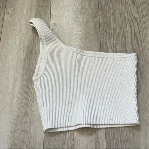 Babaton One Shoulder Crop Tank sculpt knit womens White (xsmall) going out party