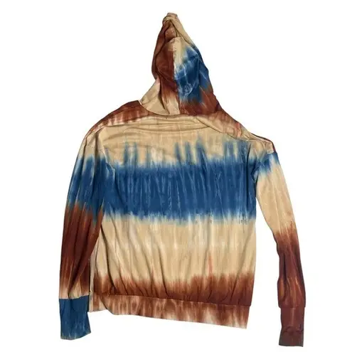 Blumin Unisex Tie Dye Long Sleeve Hippie Boho Kangaroo Pocket Hoodie Medium Blue