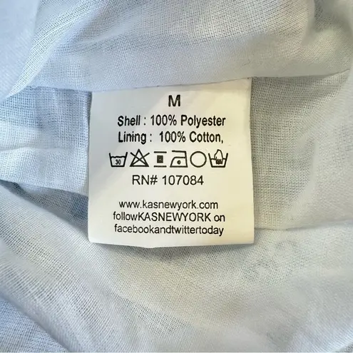 Blue & Ivory Pleated Plisse Skirt Dress KAS ModCloth Cottagecore Boho Milkmaid White Size M