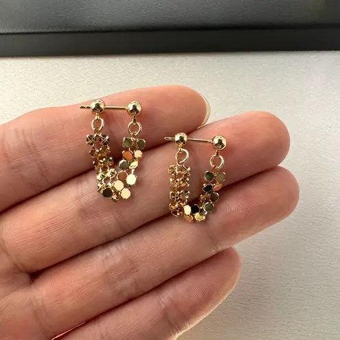 Elegant Metal Sequin Dangle Drop Earrings for Women Gold