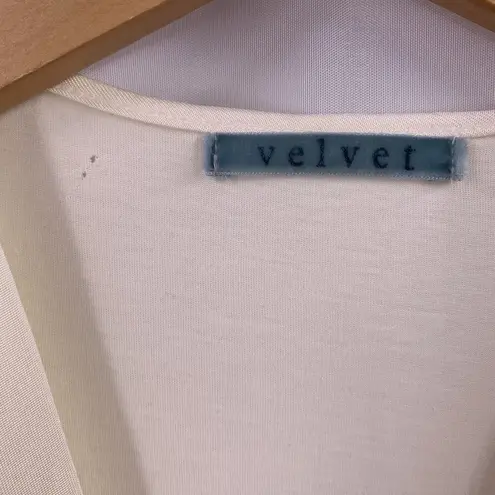 Velvet Tees Velvet Cream Rayon Jersey Gathered Jeweled Cap Sleeve Top Size Large AS IS