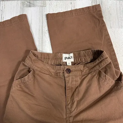 Pact Cropped Chino Pants XS | Light Brown | Organic Cotton | Elastic | MSRP $68