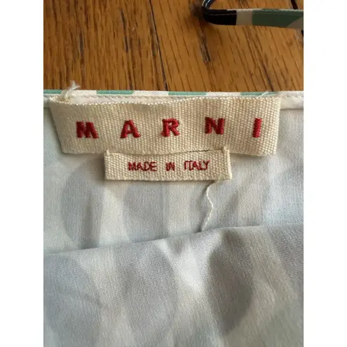 Marni Cami Top Womens IT 38 Black Green Geometric Print Made in Italy Peplum Hem White Size undefined