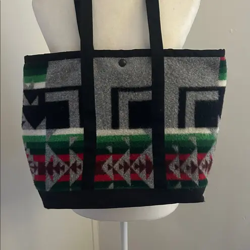 Justin Kraft Wool/Nylon Geometric/ Aztec Print Tote Bag Black