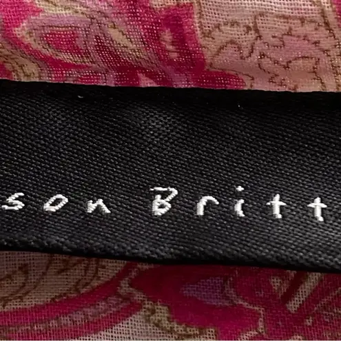 Allison Brittney floral pink beige Barbiecore high waist cotton dress, size M