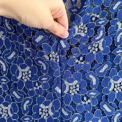 Soiéblu Royal Blue Floral Lace Romper, Formal Lace Onesie, Size Medium