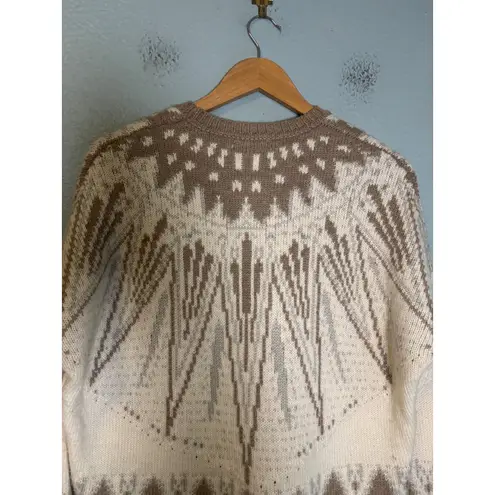 Adam Lippes Fair Isle Crewneck Wool Blend Sweater Cream Beige Size Small