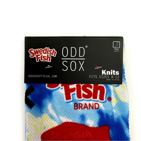 Odd Sox Swedish Fish Candy Crew Socks Mens Womens Tie Dye Novelty Gift Blue Red