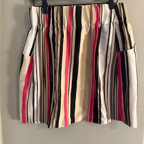Apostrophe Striped Satin Midi Skirt XL Brown Pink Black Lined Y2K Retro