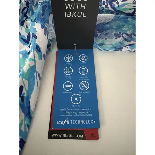 IBKUL Dress Womens XL Cat Cay Navy Seafoam Zip Long Sleeve Crew Icefil UPF 50+ Blue