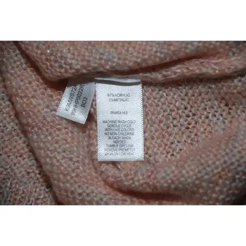 Kensie Nordstrom Faux Wrap Size M Pink Metallic Sparkle Sweater V-Neck Thin Knit