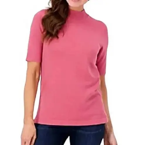 Isaac Mizrahi Live! Pink Mockneck Elbow Sleeve Sweater Pullover