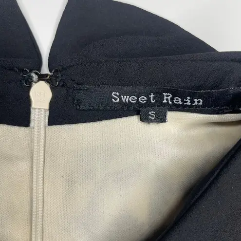 Sweet Rain Black White Aztec Print 3/4 Sleeve Peter Pan Collar Zip Dress Sz Sm