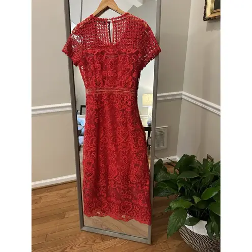 Darity Red Crochet Lace Dress Cocktail Party Formal XS