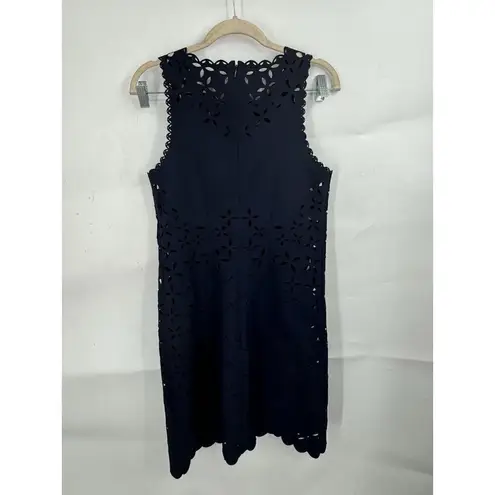 J. Crew Laser Cut Dress Women 2 Tall Navy Blue Sheath Mini Contemporary Preppy