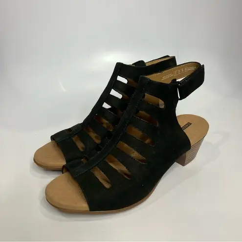 Clarks  Valerie Shelly heeled sandals black leather open toe‎ women’s size 7.5