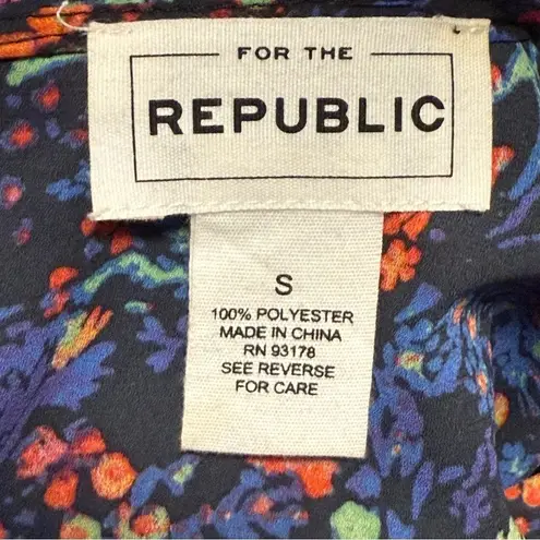 FOR THE REPUBLIC Floral Patchwork Long Sleeve Blouse Black Pink Small