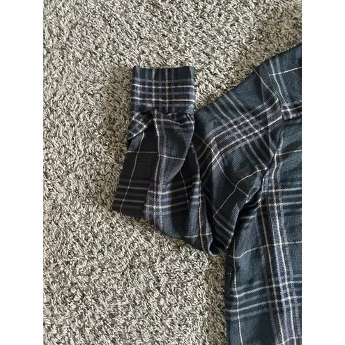 NWOT Ellos Women's Black/Brown plaid button down dress size‎ 18