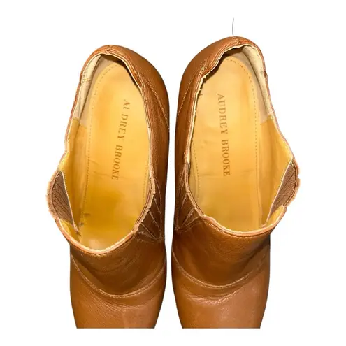 Audrey Brooke Avignon Ankle Boots Women’s 9 Tan Brown Leather Heeled Booties