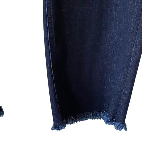 Denim & Co NWOT Easy Stretch Straight Leg Crop Jeans Raw Hem 26W Dark Blue Wash