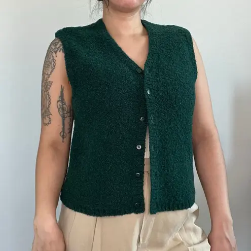 Preview Collection Green Wool Blend Button Vest Sweater Size M Minimalist 90s Size M