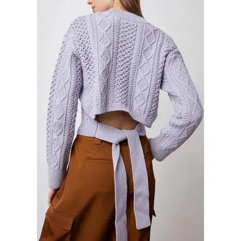 Rails Amy Cable Knit Sweater Lavender Purple Tie Back Size S NEW