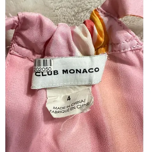 Club Monaco Amirra Midi Dress Women's 4 Pink Striped Silk Sleeveless Tiered RTR