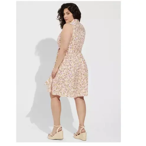 Torrid  Floral Cotton Poplin Collar Button Up Belt Sleeveless Shirt‎ Dres Size 3X