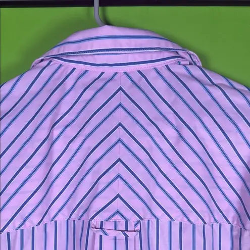 Elegant Pink and Blue Striped Midi blouse Size M