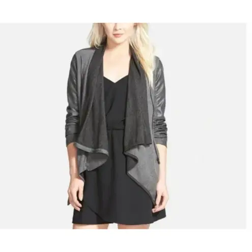 Blank NYC Jacket Womens Medium Gray Private Practice Jersey Knit & Vegan Leather