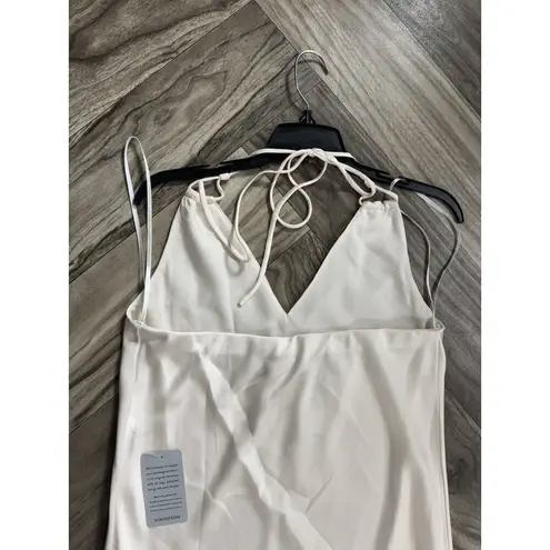 WAYF The Vienna Halter Neck Satin Slip dress Size Medium Color Beige