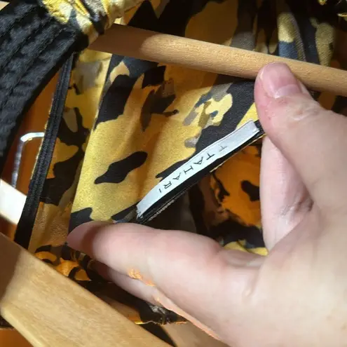 T Tahari Tahari Jewel Tone Watercolor Tie Dye Print Satin Halter Top Blouse Size Large