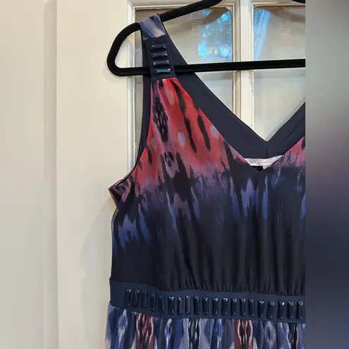 Carmen Marc Valvo Maxi Dress Watercolor Bohemian Sparkle Bead Plus Size 1X NWT