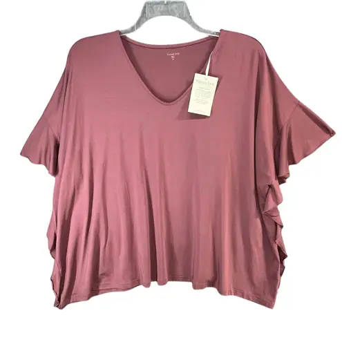 Garnet Hill Tunic Top Women M Burgundy Batwing Stretch Relaxed Feminine NEW