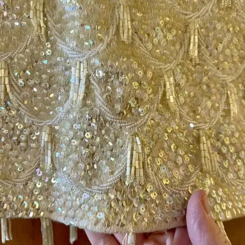 Kenzar Hong Kong Flapper Sleeveless Top Sequins Vintage Beaded Tassels Size 36