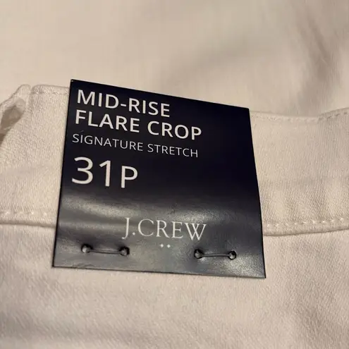 J Crew Factory Mid Rise Flare crop jean stretch seashell white Size 31P NWT