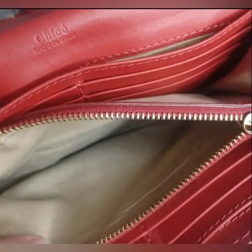 Chloé ❤️ Marcie Continental Long wallet in soft red leather.