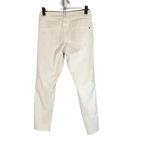 Tahari White Raw Hem Fringe Ankle Skinny Classic Denim Jeans Women Sz 6