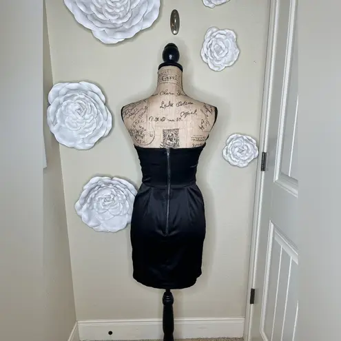 Pompous Girly Black Strapless Satin Retro Style Cocktail Dress Size 5