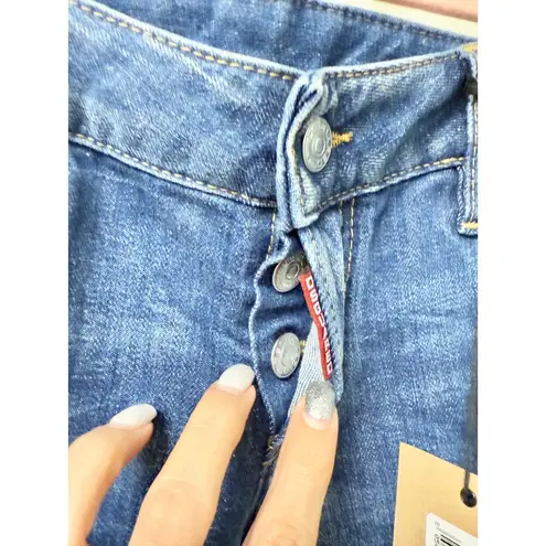 DSquared NWT Dsquared2 Button Fly Super Slim Distressed Skinny Jeans Blue Women's Size 30 - Image 6