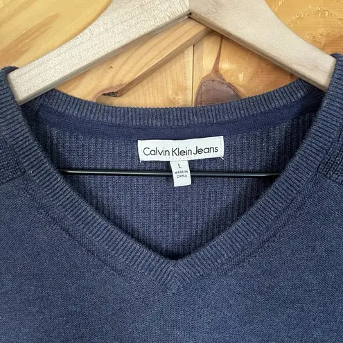 Calvin Klein Jeans Women's Size L Navy Blue Long Sleeve Pullover Sweater RN36543